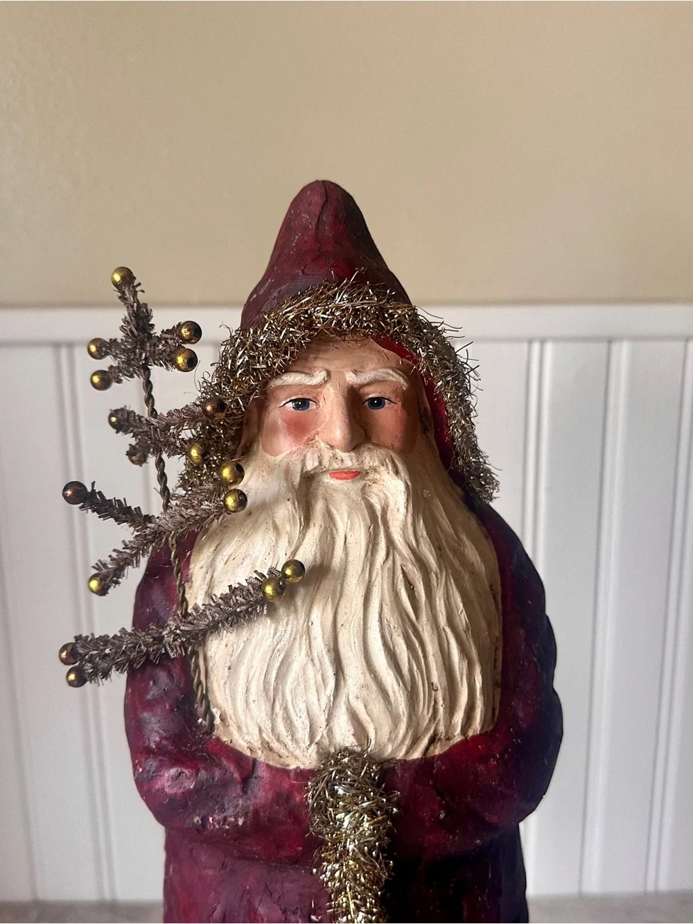 Ragon House 16” Red Belsnickle Santa w Tree Large Wall Hanging Vintage New w/Box